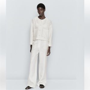 Massimo Dutti cropped  jacket , white, M